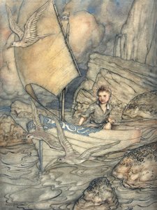 A Childs Future, kuvitus teoksesta The Springtide of Life: Poems of Childhood, Algernon Charles Swinburne, 1918 (kynä & muste ja wc paperilla) tekijältä Arthur Rackham