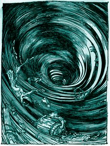 Edgar Allan Poen laskeutuminen pyörteeseen tekijältä Arthur Rackham