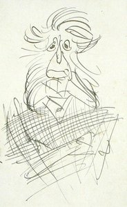Groteski karvainen pää (kynä ja muste paperille) tekijältä Arthur Rackham