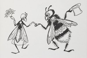 Kärpäs ja mehiläinen naimisiin. tekijältä Arthur Rackham