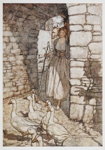 Tyttö hanhien kanssa. tekijältä Arthur Rackham