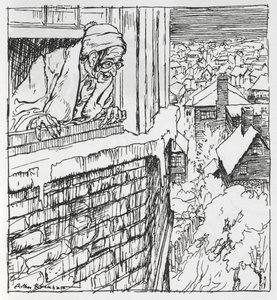Mies katsoo ulos ikkunasta tekijältä Arthur Rackham