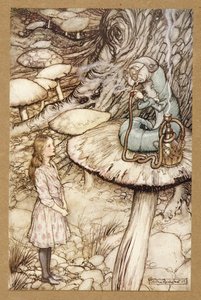 Neuvoja toukalta, Liisa seikkailuista ihmemaassa, Lewis Carroll, pub.1907 tekijältä Arthur Rackham