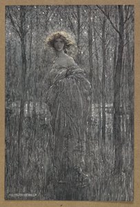 Rehellinen Helena, joka olit enemmän engilds yöllä kuin kaikki te tuliset oot ja valosilmät" Kohtaus Kesäyön unelmasta. tekijältä Arthur Rackham
