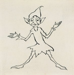 Hyvää iltaa! sanoi Lukoje, kuvitus Hans Christian Andersens Fairy Talesista, julkaistu 1932 (kynä ja muste) tekijältä Arthur Rackham