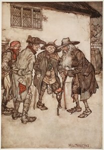 Pian hän löysi monia entisiä ystäviään, vaikkakin ajan kulumisen vuoksi pahempiakin. Washington Irvingin pubista Rip Van Winkle. 1910 tekijältä Arthur Rackham