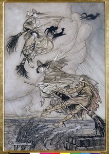Hei! Savupiippua ylös! Hey After you!, kuvitus teoksessa The Ingoldsby Legends of Mirth and Marvels, 1907 (kynä ja muste wc:llä paperilla) tekijältä Arthur Rackham