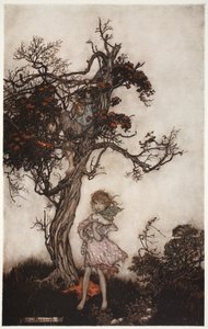 Hänen lapsensa olivat yhtä räjähdysmäisiä ja villejä kuin he eivät kuuluneet kenellekään. Washington Irvingin pubista Rip Van Winkle. 1910 tekijältä Arthur Rackham
