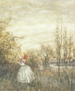 Kuusama, 1905 (wc korotettu valkoisella ja pysähdyksillä paperille) tekijältä Arthur Rackham