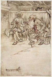 Olen koskaan puhunut itse Rip Van Winklen kanssa, joka, kun näin hänet viimeksi, oli erittäin haavoittuva vanha mies. Washington Irvingin pubista Rip Van Winkle. 1910 tekijältä Arthur Rackham