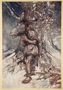 Laulan, että he kuulevat En pelkää, kuvituksen William Shakespearen teoksesta "Kesäyön unelma", 1908 tekijältä Arthur Rackham