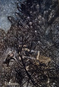 Arthur RACKHAMin (1867-1939) kuvitus William SHAKESPEAREN kesäyön unelmaan tekijältä Arthur Rackham