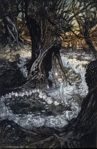 Arthur RACKHAMin (1867-1939) kuvitus William SHAKESPEAREN kesäyön unelmaan tekijältä Arthur Rackham