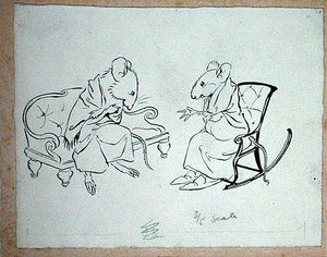 Kuvitus "Soup from a Sausage Peg", Hans Andersonin saduista, julkaistu 1932 (kynä ja muste paperille) tekijältä Arthur Rackham
