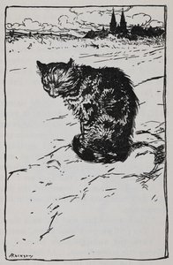 Kuva kissasta Bremen Town Musiciansista. tekijältä Arthur Rackham