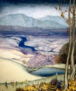 Maisema, n. 1920 (wc paperilla) tekijältä Arthur Rackham