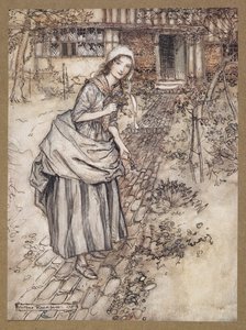 Neidot kutsuvat sitä rakkaudeksi joutilaisuuteen. Kohtaus Kesäyön unelmasta. tekijältä Arthur Rackham