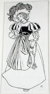 Neiti Una Von-Something, kuvitus teoksesta "The Ingoldsby Legends, or Mirth and Marvels", Thomas Ingoldsby, julkaistu 1898 (kynä ja muste paperille) tekijältä Arthur Rackham