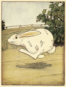 Peter ei koskaan lopettanut juoksemista, pubista The Tale of Peter Rabbit. 1916 (väri litho) tekijältä Arthur Rackham