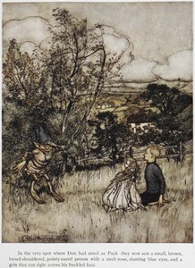 Kiekko ilmestyy Danille ja Unalle. Tarina sijoittuu Sussexin kukkuloille. tekijältä Arthur Rackham