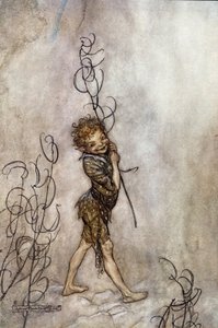 Näytelmän kiekkohahmo. William SHAKESPEARE:n kuvitus kesäyön unelmaan tekijältä Arthur Rackham