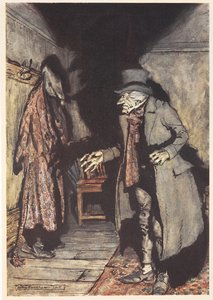 Scrooge în casa lui la noapte finnish tekijältä Arthur Rackham