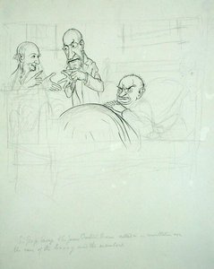 Sir George Savage ja Sir James Crichton Browne (1840-1937) soittivat neuvotellen BXXXY:n ja jäsenten tapauksesta (kynä ja muste ja kynä paperille) tekijältä Arthur Rackham
