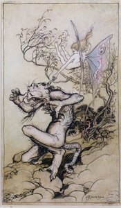 Huonekalut ja erilaiset esineet 1100- ja 1300-luvuilta tekijältä Arthur Rackham