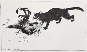 Kissa ja kukko, kuvitus "Aesop