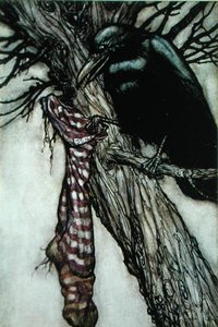 The Crow, kuvitus J. M. Barrien (1860-1937) teoksesta "Peter Pan" (värilito) tekijältä Arthur Rackham