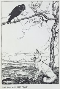 Kettu ja varis, kuvitus teoksesta Aesop