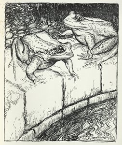 Sammakot ja kaivo, kuvitus "Aesop