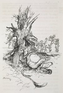 Gryphon istuu puuta vasten tekijältä Arthur Rackham