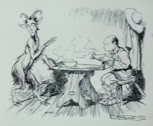 Mies ja vuohi, kuvitus "Aesop