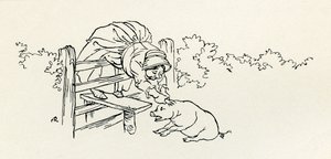 Vanha nainen ja hänen sika tekijältä Arthur Rackham