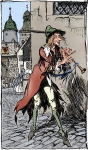 Hamelinin Pied Piper, 1934 tekijältä Arthur Rackham