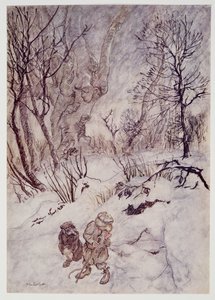 Rotta pohti hetken ja tutki niitä ympäröiviä kohoumia ja rinteitä Kenneth Grahamen (1859 - 1932) pubista Wind in the Willows. 1940 tekijältä Arthur Rackham