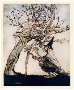 Minun puuni! Oi minun puuni! Oletko nähnyt tuhma pikku piikani, Englanti Fairy Tales, pubi 1922. tekijältä Arthur Rackham