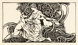Tuiren Branin ja Sceólanin kanssa elokuvasta Branin syntymä irlantilaisissa saduissa. tekijältä Arthur Rackham