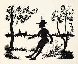 Kääntäkää uudelleen Whittington, Lontoon kolminkertainen lordipormestari, The Arthur Rackham Fairy Book -pubista. 1933 tekijältä Arthur Rackham