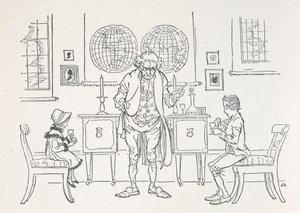Kaksi lasta ja heidän opettajansa tekijältä Arthur Rackham