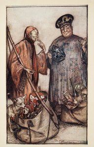 Two of Those Sages ?.Like Pedlars Among Us, Jonathon Swiftin (1667 - 1745) Gulliversin matkat, julkaisu. 1909 tekijältä Arthur Rackham