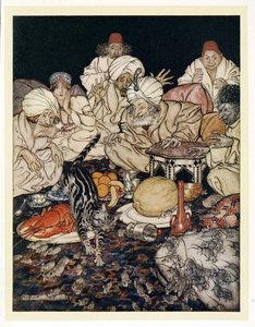 Kun Puss näki rotat ja hiiret, hän ei odottanut, että hänelle kerrotaan, pubista Englanti Fairy Tales. 1922 tekijältä Arthur Rackham