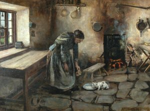 Maalaistalon sisustus (öljy kankaalle) tekijältä Arthur Rigg