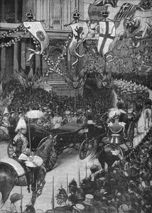 Yorkin herttuan häät: kuninkaallinen kulkue Pyhän Paavalin katedraalin ohi, 1893 1906 tekijältä Arthur Salmon