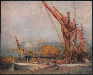Heinäproomut Thamesilla, 1905 tekijältä Arthur Streeton