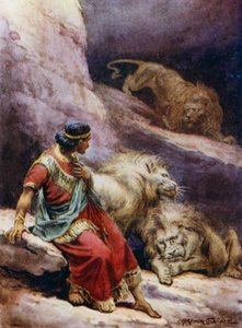 Daniel leijonien luolassa (väri litho) tekijältä Arthur Twidle