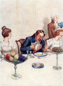 Jane Austenin kuvitus Ylpeydelle ja ennakkoluulolle tekijältä Arthur Wallis Mills