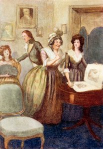 Jane Austenin kuvitus Ylpeydelle ja ennakkoluulolle tekijältä Arthur Wallis Mills