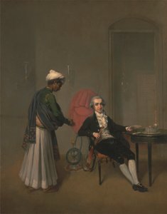 Retrato de um cavalheiro e um servo indiano finlandês